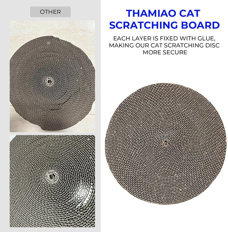 THAMIAO Round cat Scratcher Refill, 10 inch Diameter, 7/8 inch Thickness Scratcher Replacement Pads, Scratching Board Circle, Scratch pad, scratchers for Indoor Cats (5 pcs) - Image 3
